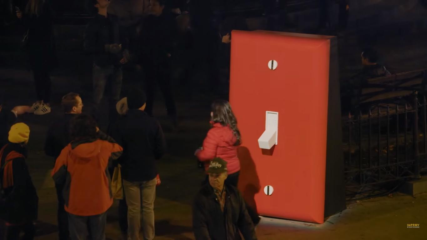 The giant light switch used in this flash mob