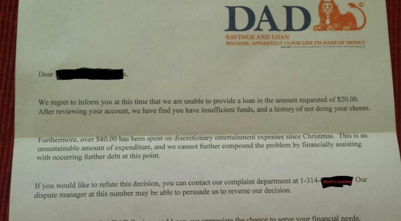 Dad Wrotes Formal Letter in answer of his Son Asking for Cash