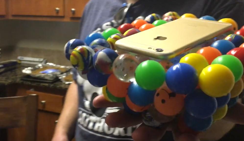 IPhone Covered with Bouncing Balls Survives to a 100Ft Drop
