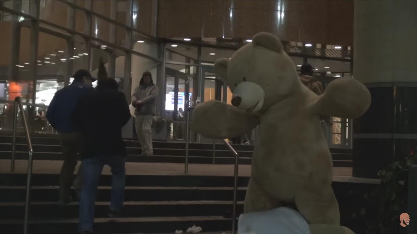 Giant Teddy Bear Scares People for Valentine's Day