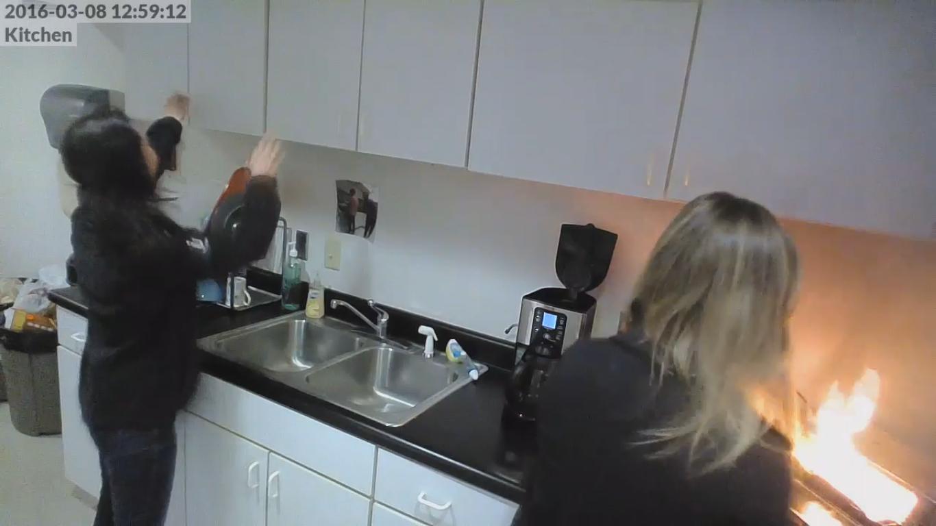 Security Camera Shows an Oven Catching Fire in This Office Kitchen