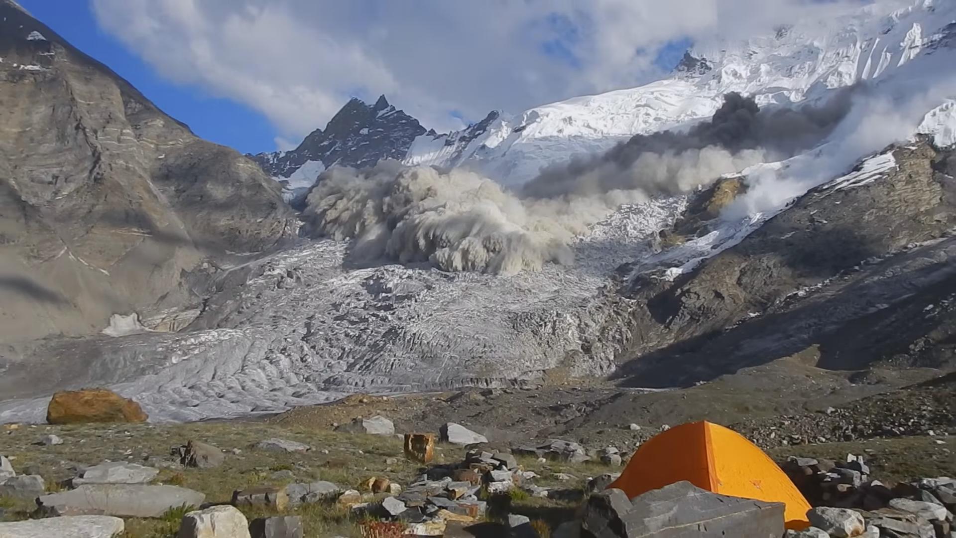 They Witness a Huge Avalanche Right Next to Their Base Camp