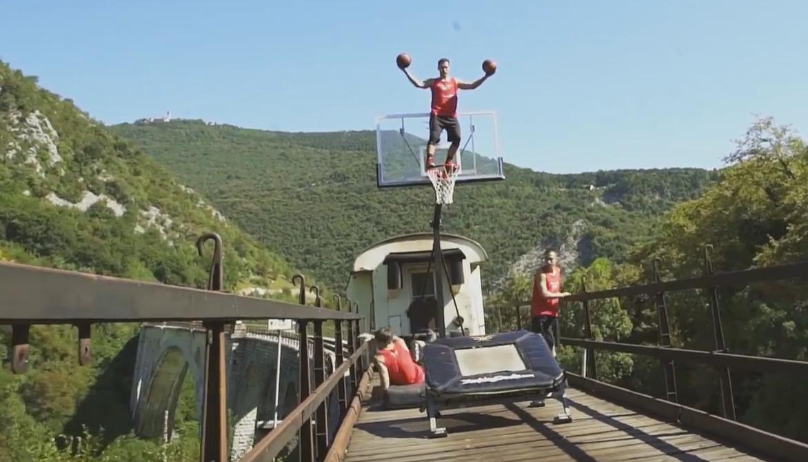 Most Insane Basketball Tricks on a Moving Train